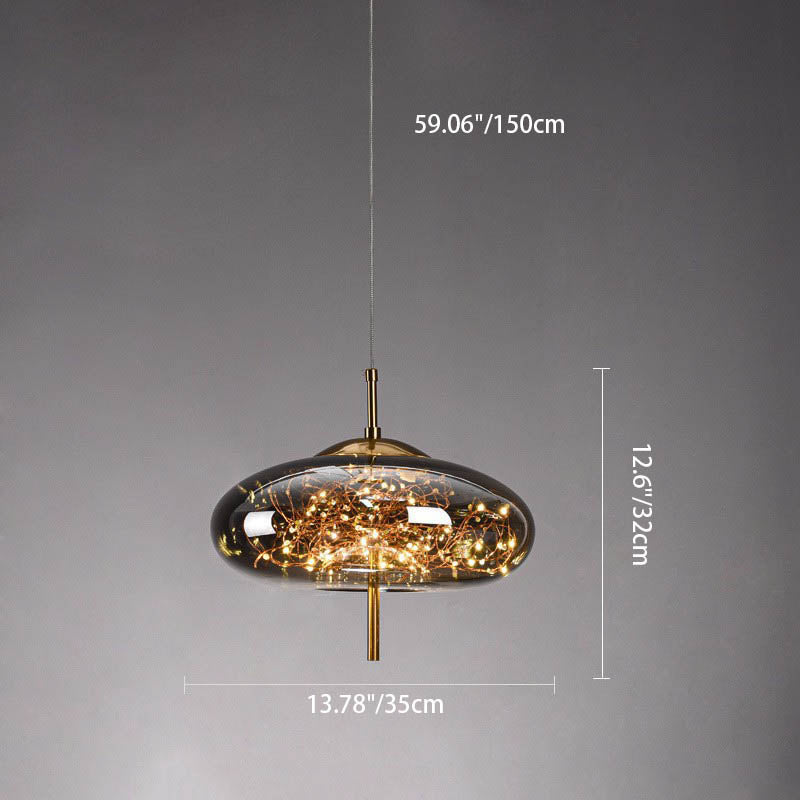 Sleek Contemporary Scandinavian Glass Cylinder Oval 1-Light Pendant for Bedroom