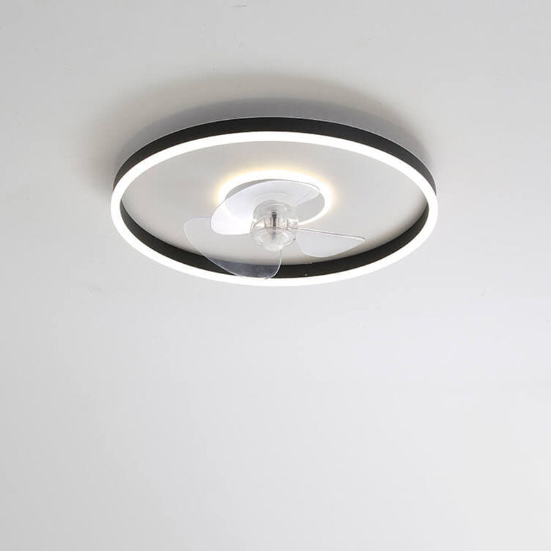 Nordic Minimalist Round Hidden-LED Flush-Mount Ceiling Fan Light