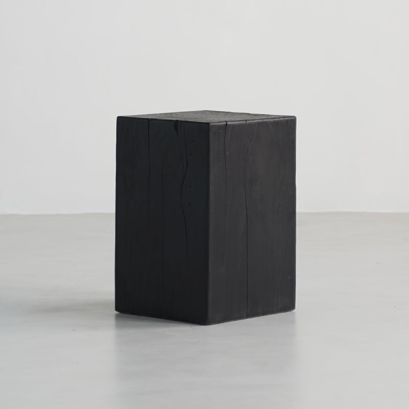 Traditional Japanese Wabi-Sabi Wood End Table with Geometric Design - Living Room Accent