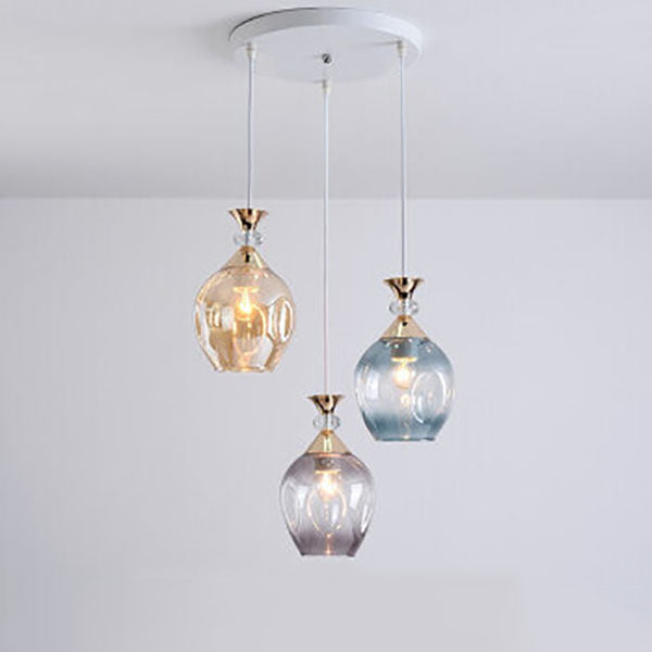 Nordic Gradient Glass Orb Three-Light Island Chandelier