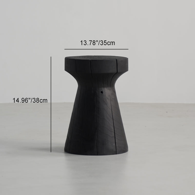 Traditional Japanese Wabi-Sabi Wood End Table with Geometric Design - Living Room Accent