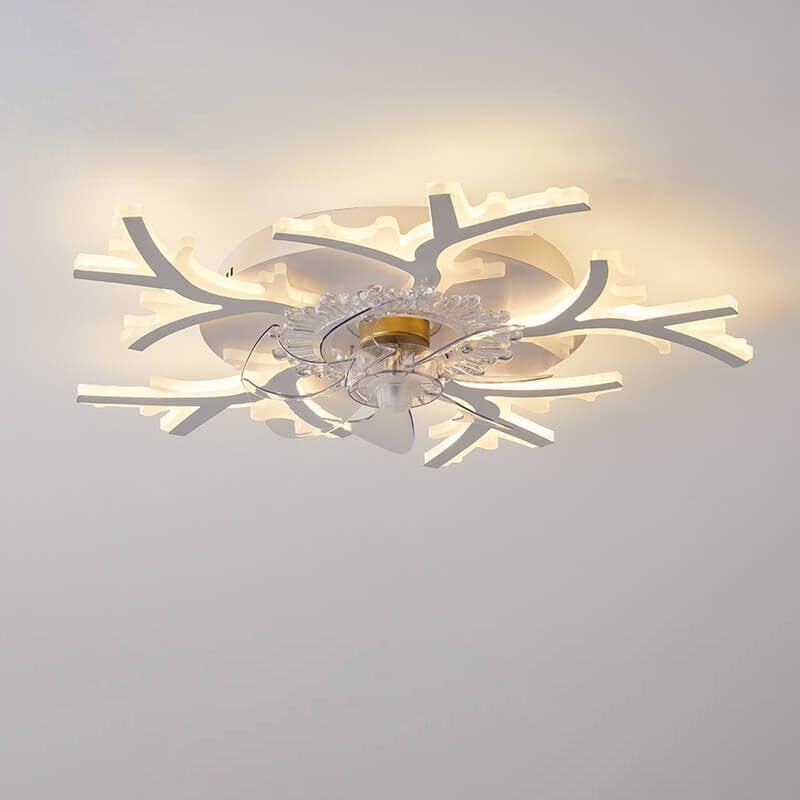 Scandinavian Modern Star Line LED Flush-Mount Ceiling Fan Light with Iron & Acrylic Finish