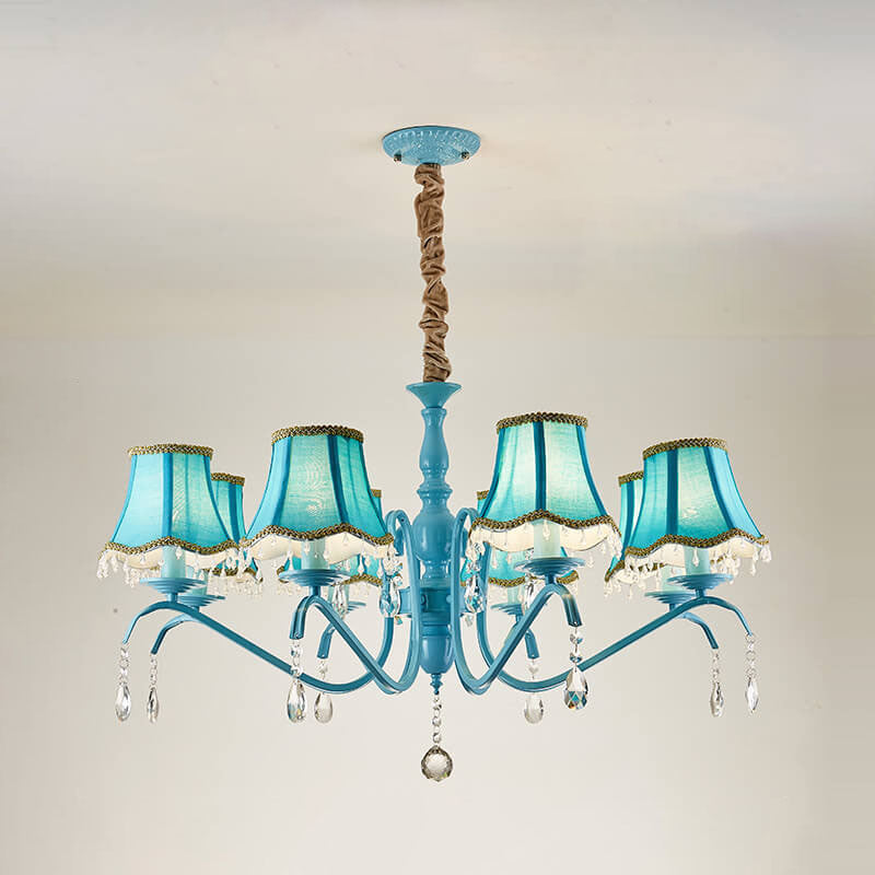 Elegant Modern Cone Iron Crystal Fabric Chandelier β 5/6/8-Light Options