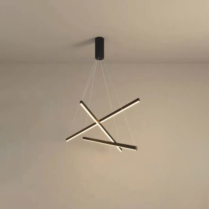 Nordic Luxury LED Chandelier in Iron & Aluminum with Geometric Line Design