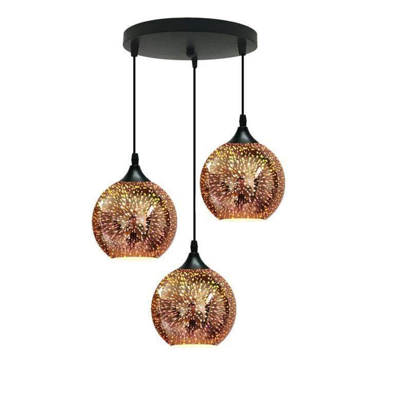 Modern Creative 3D Colorful Fireworks Glass Dome Island Light Chandelier - 2/3-Light