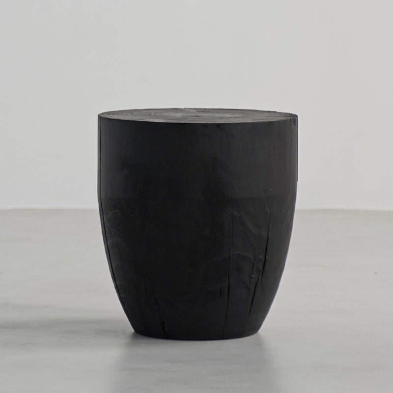 Traditional Japanese Wabi-Sabi Wood End Table with Geometric Design - Living Room Accent