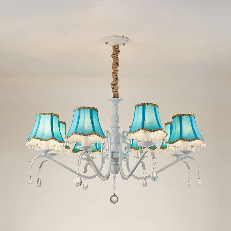 Elegant Modern Cone Iron Crystal Fabric Chandelier β 5/6/8-Light Options