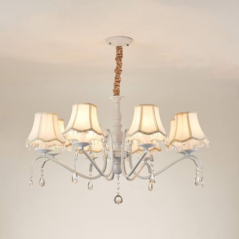 Elegant Modern Cone Iron Crystal Fabric Chandelier β 5/6/8-Light Options
