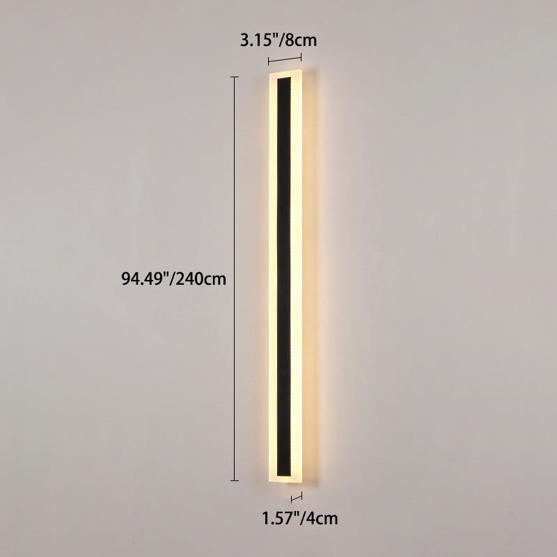Modern Minimalist Long Rectangular LED Wall Sconce in Aluminum and Acrylic – Outdoor Garden Lighting