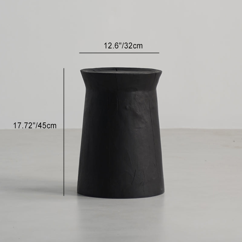 Traditional Japanese Wabi-Sabi Wood End Table with Geometric Design - Living Room Accent