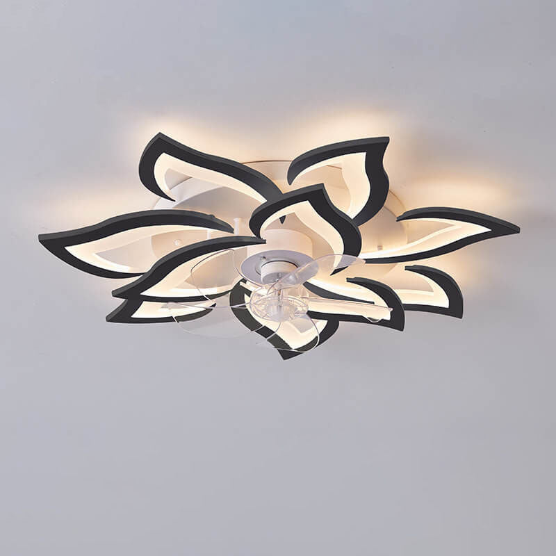 Scandinavian Modern Luxury Flower LED Flush Mount Ceiling Fan Light (Iron & Acrylic)