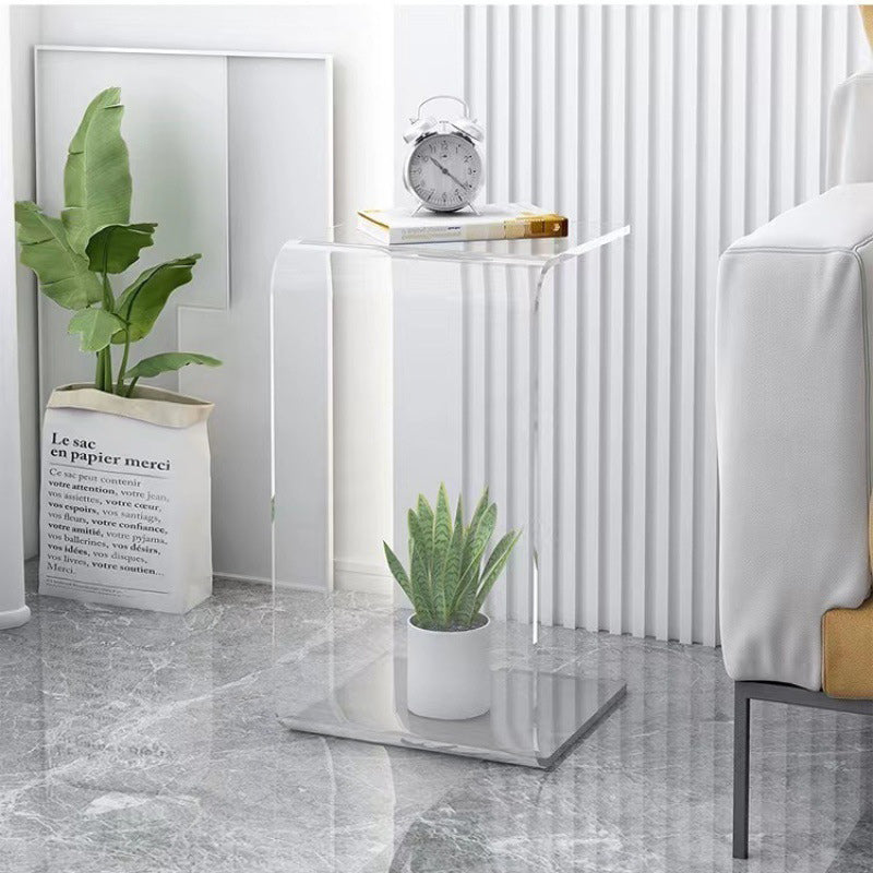Sleek Modern Minimalist Rectangular Acrylic Side Table for Living Room