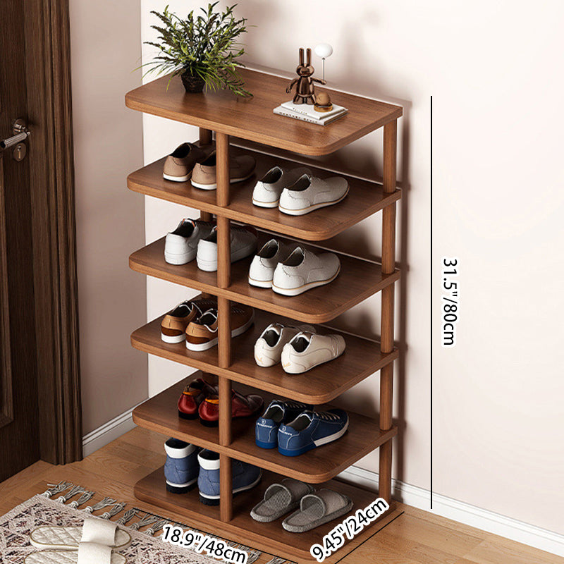 Sleek Modern Minimalist Shoe Storage Rack — Rectangular Cylinder Design, PVC & Wood, 6- or 7-Tier, for Entryways