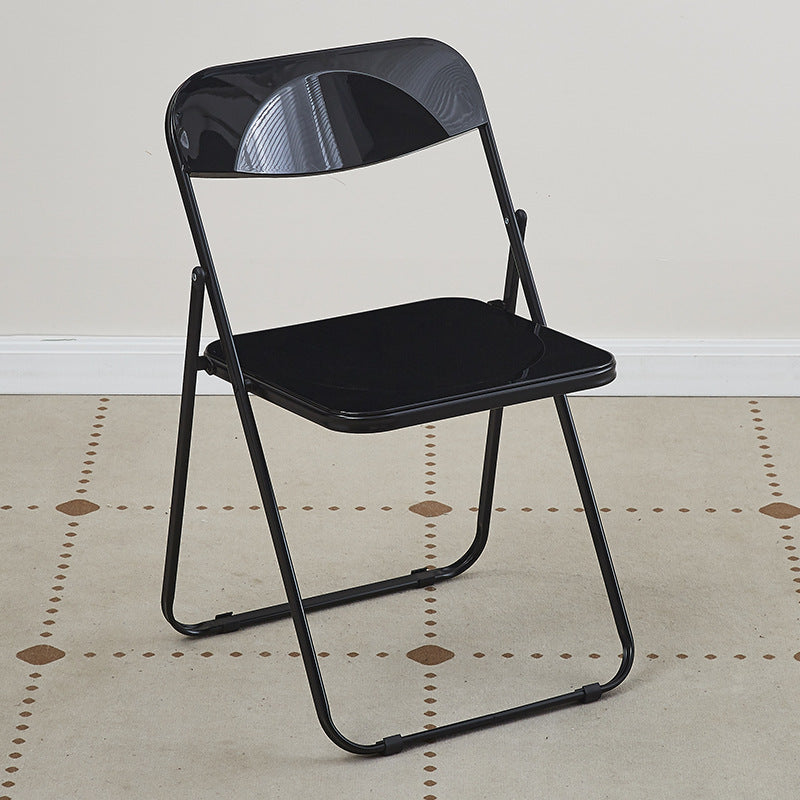 Modern Minimalist Rectangular PVC Iron Dining Chair Backrest Armless For Dining Room