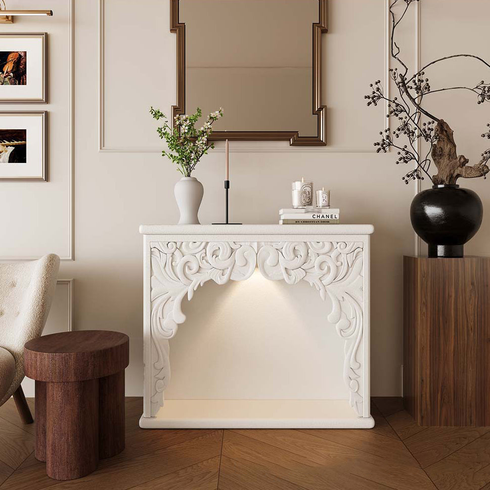 Traditional French-Style Square MDF Mantel Console Table for Living Room