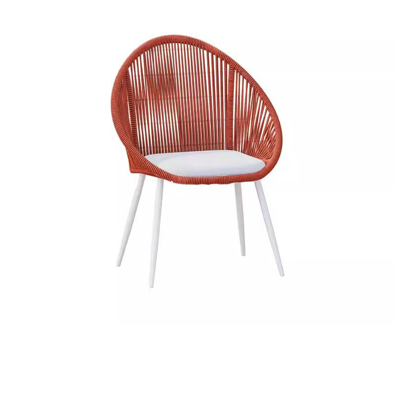 Contemporary Boho Waterproof Woven Rattan Rope Outdoor Coffee Table & Chair Set with Aluminum Alloy Slab – Round and Elliptical Patio Furniture