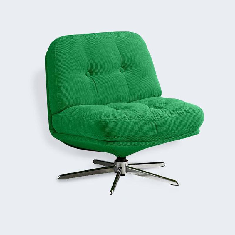 Modern Minimalist Rectangular Corduroy Accent Chair with Steel Frame and Backrest — Armless for Living Room