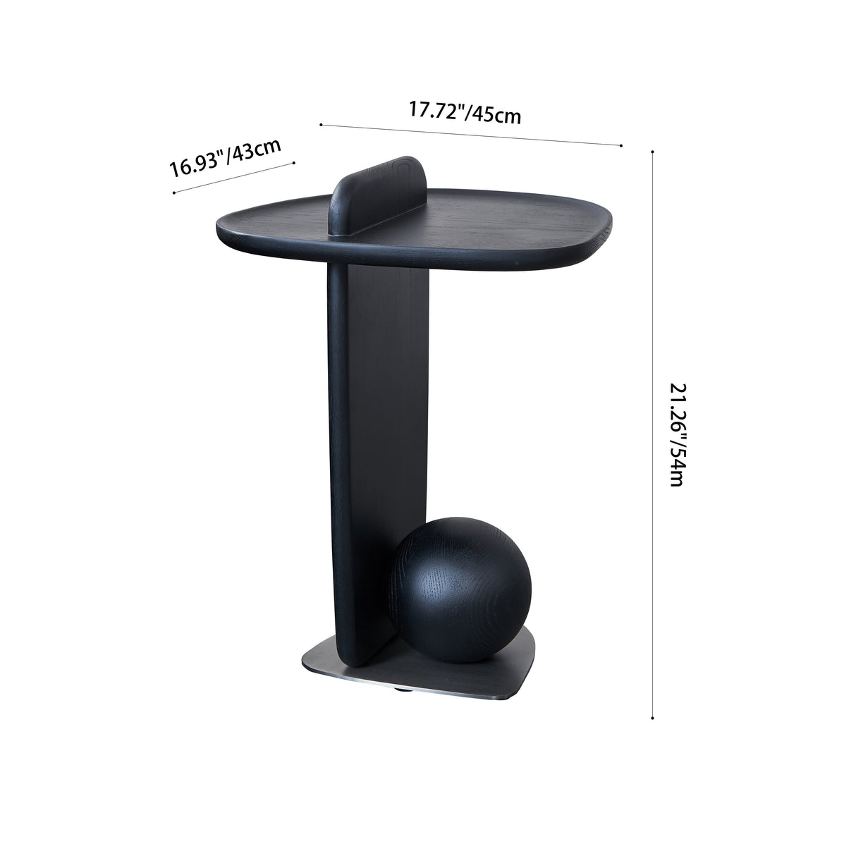 Sculptural Solid Wood Ball End Table - Art Deco Style, Versatile Corner Accent for Living Room