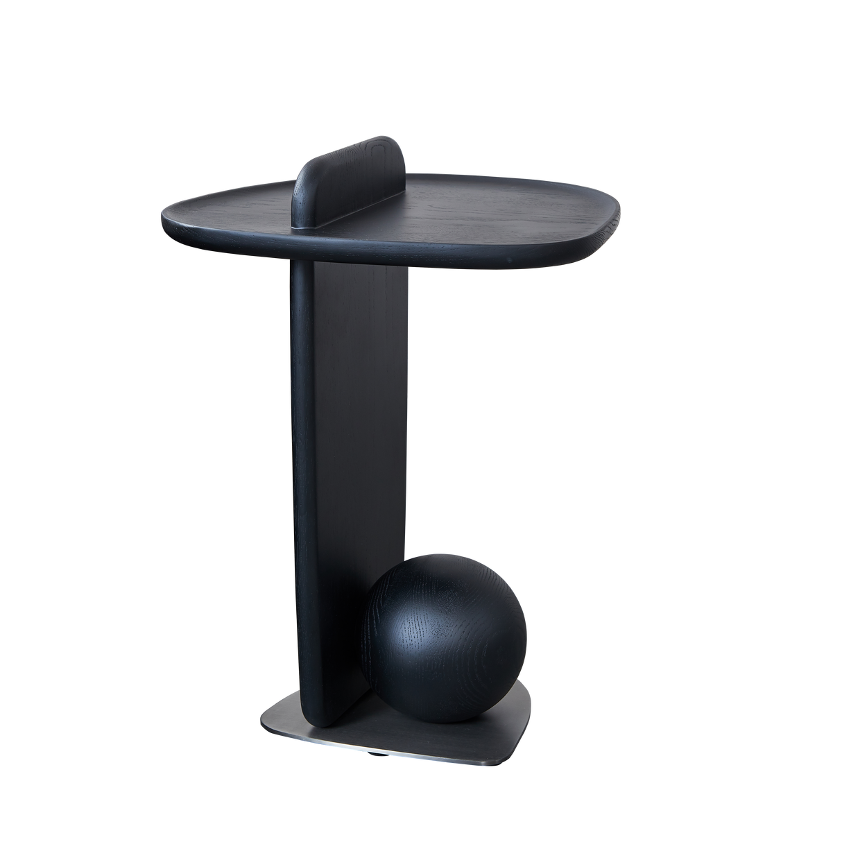 Sculptural Solid Wood Ball End Table - Art Deco Style, Versatile Corner Accent for Living Room