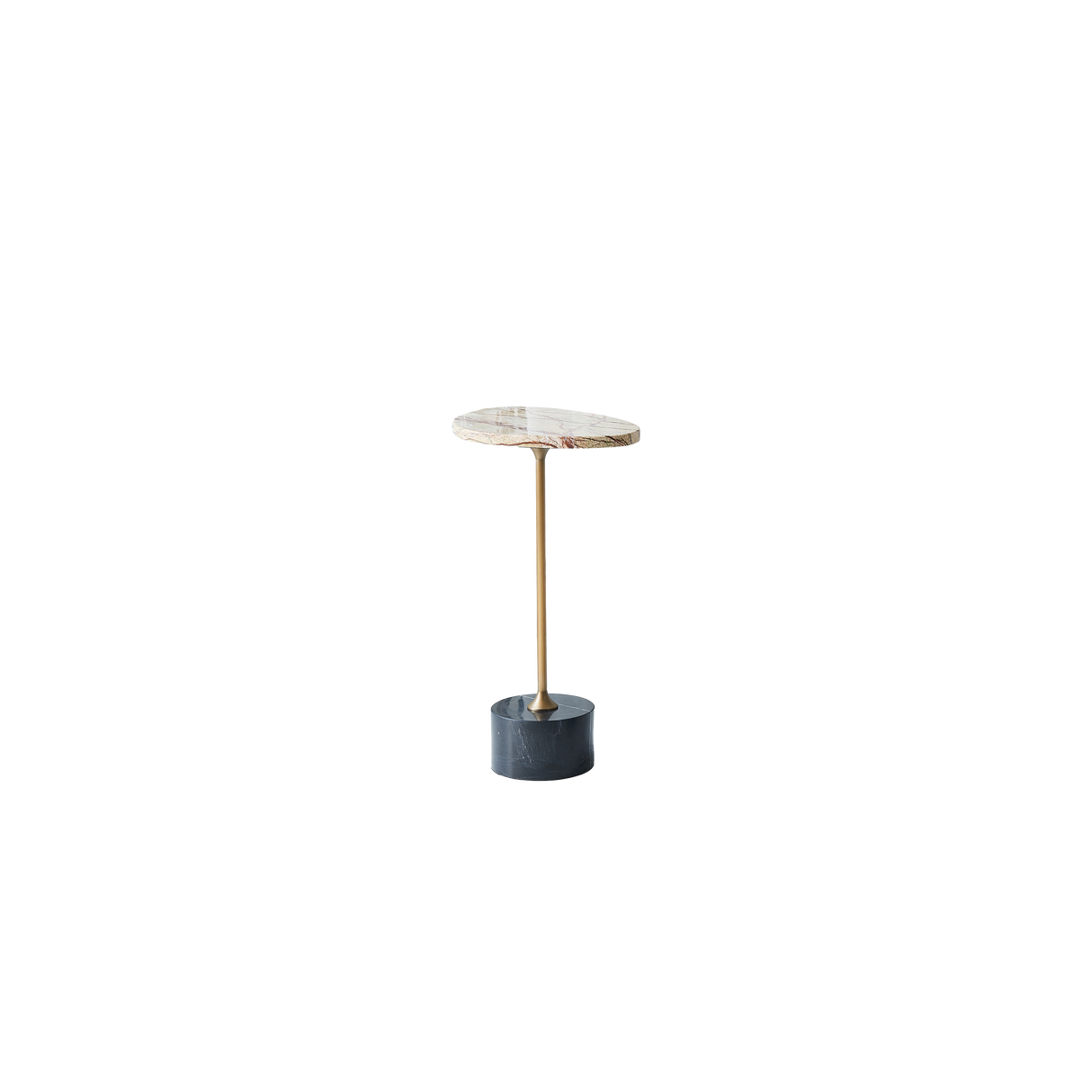 Japanese-Inspired Asymmetrical Oval Marble End Table – Living Room Accent Table