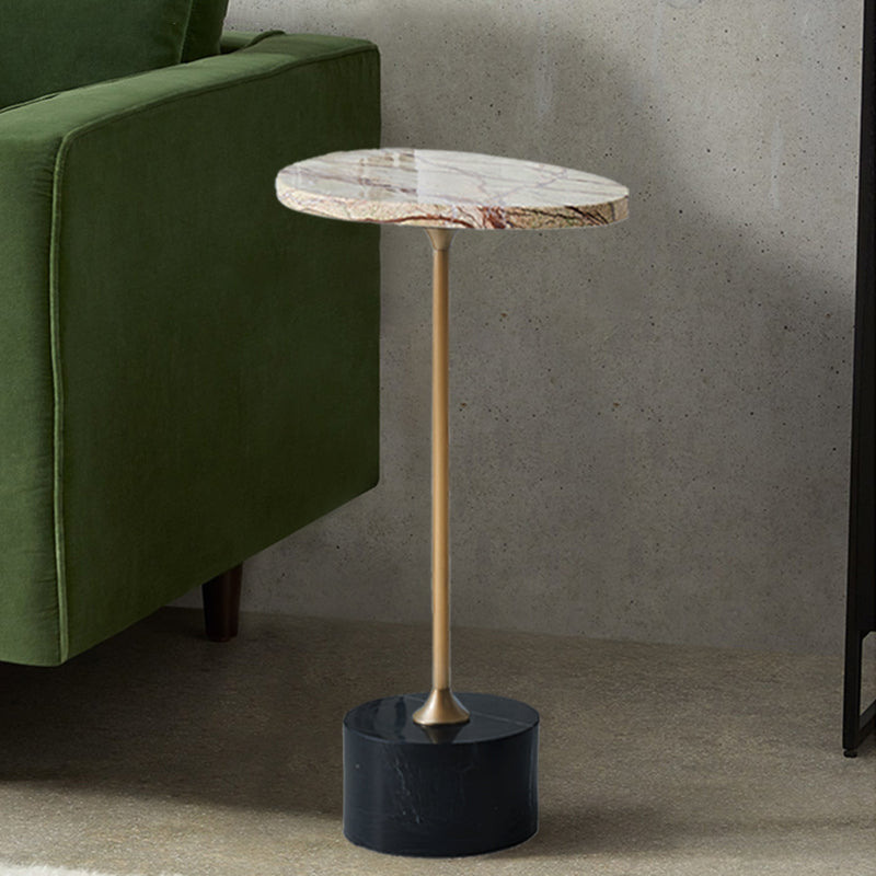Japanese-Inspired Asymmetrical Oval Marble End Table – Living Room Accent Table