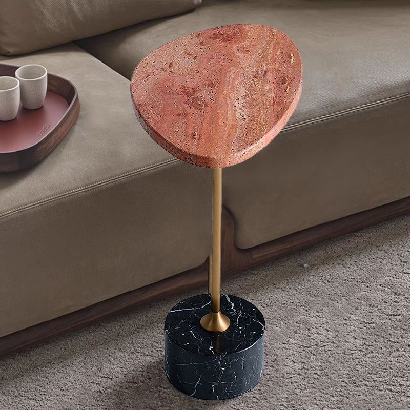 Japanese-Inspired Asymmetrical Oval Marble End Table – Living Room Accent Table