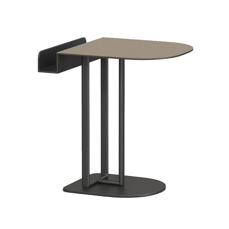 Sleek Semi-Circular Narrow Faux Saddle Leather Side Table — Luxury Space-Saving End Table for Urban Living