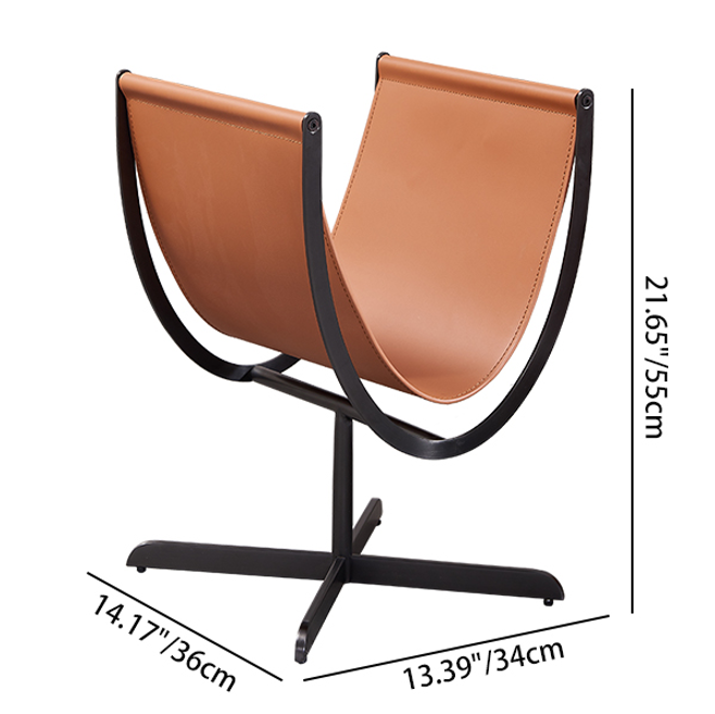 Artistic U-Shaped Cross-Base End Table in Faux Saddle Leather – Modern Living Room Accent