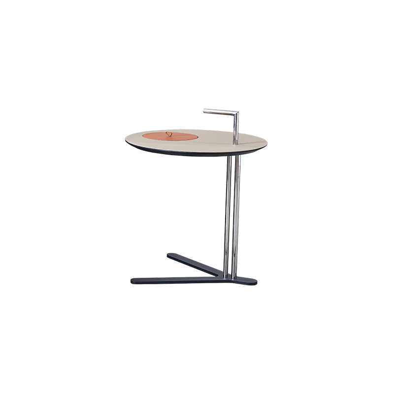 Round T-Base Faux Saddle Leather End Table – Luxury, Space-Saving C-Style Living Room Side Table