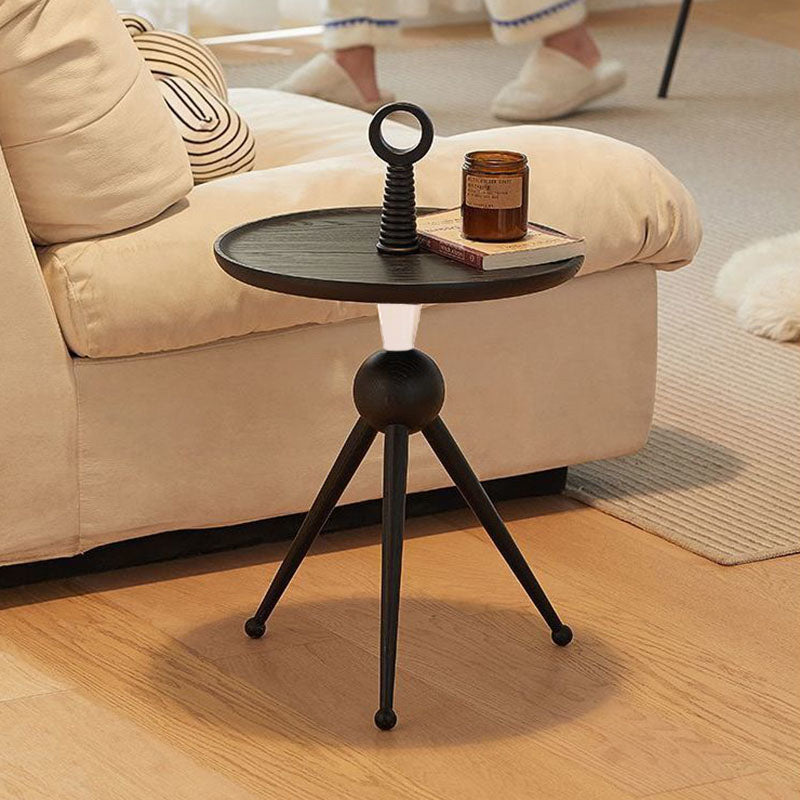 Stylish Round Solid Wood Tripod End Table with Acrylic Top - Creative Portable Accent Side Table for Living Room