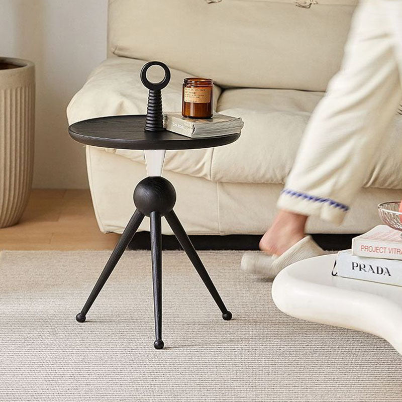 Stylish Round Solid Wood Tripod End Table with Acrylic Top - Creative Portable Accent Side Table for Living Room