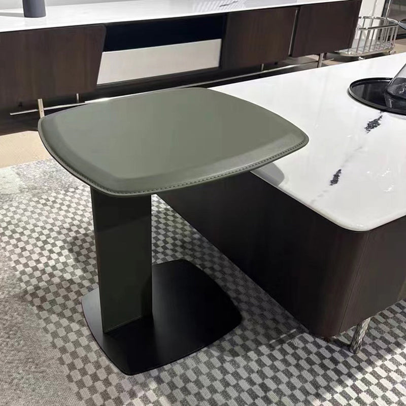 Rounded Square Faux Saddle Leather End Table – Nordic-Style Accent Side Table for Living Room