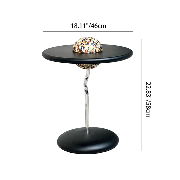 Sleek Round Curved End Table with MDF Top & Stainless Steel Frame – Minimalist Small Living Room Accent