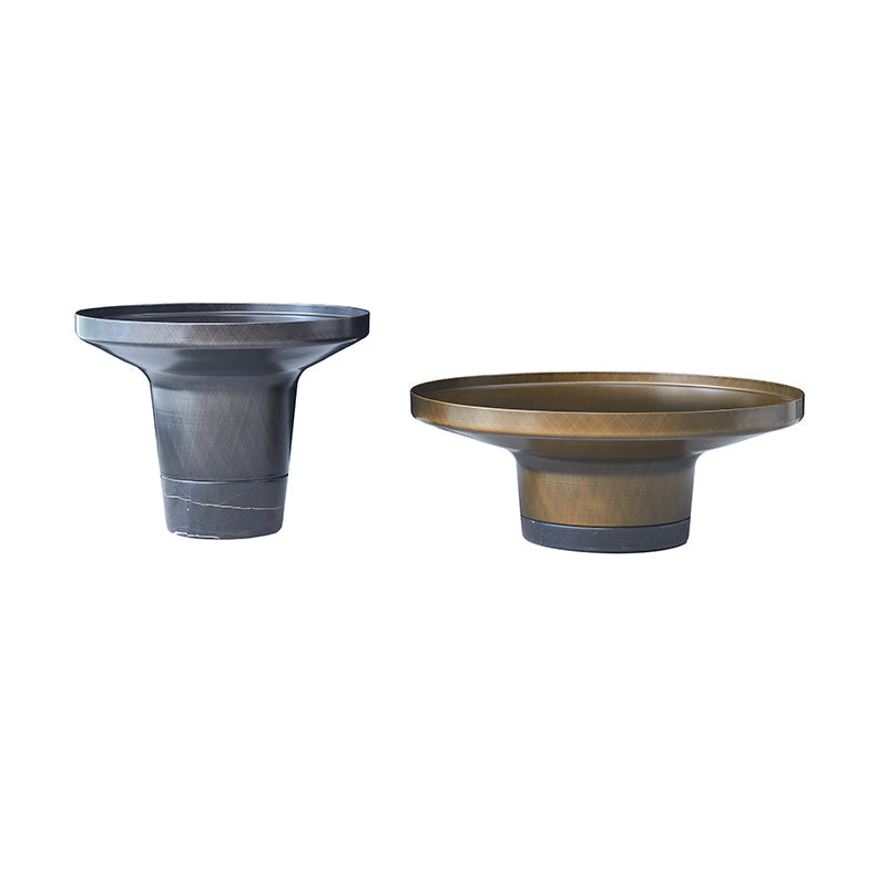 Round Sculptural Marble Coffee Table with Bronze Metal Base – Nordic-Style Living Room Accent Table