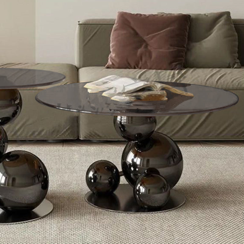 Black Titanium Stainless Steel Sphere Coffee Table – Sculptural, Minimalist Round Table for Living Room