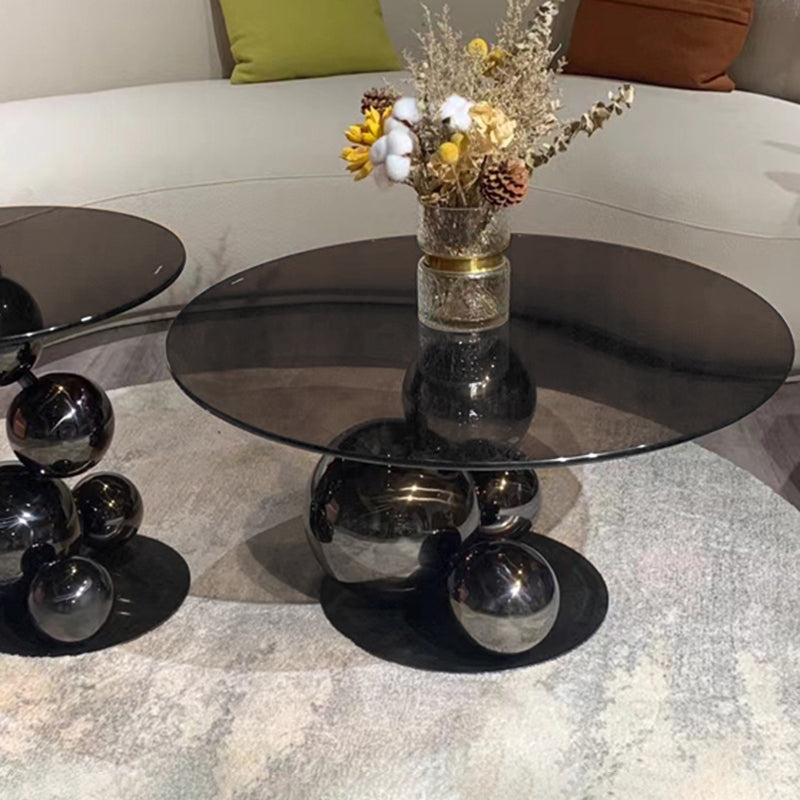 Black Titanium Stainless Steel Sphere Coffee Table – Sculptural, Minimalist Round Table for Living Room