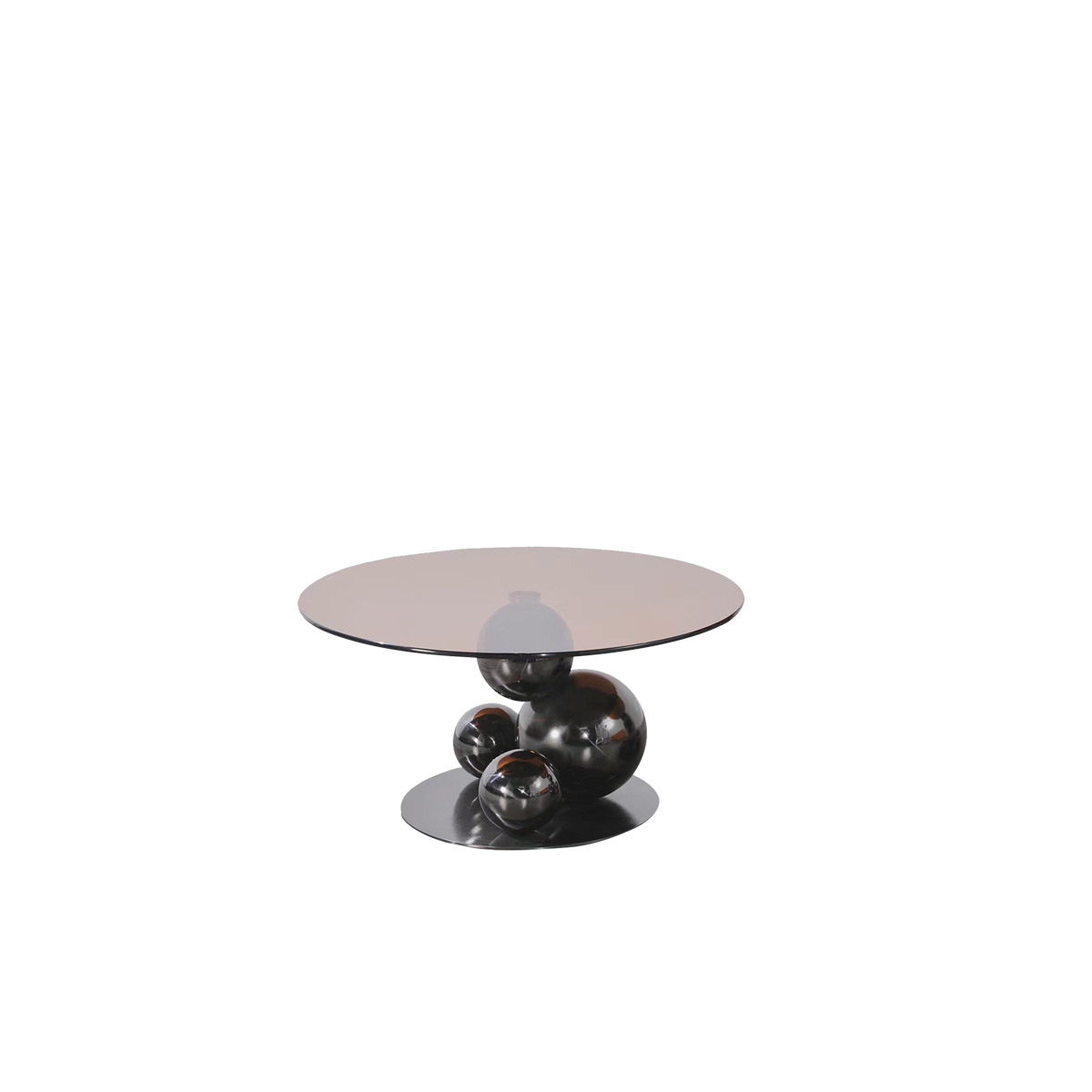 Black Titanium Stainless Steel Sphere Coffee Table – Sculptural, Minimalist Round Table for Living Room