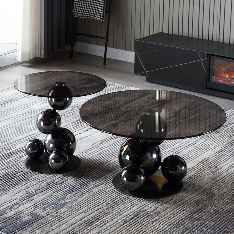 Black Titanium Stainless Steel Sphere Coffee Table – Sculptural, Minimalist Round Table for Living Room
