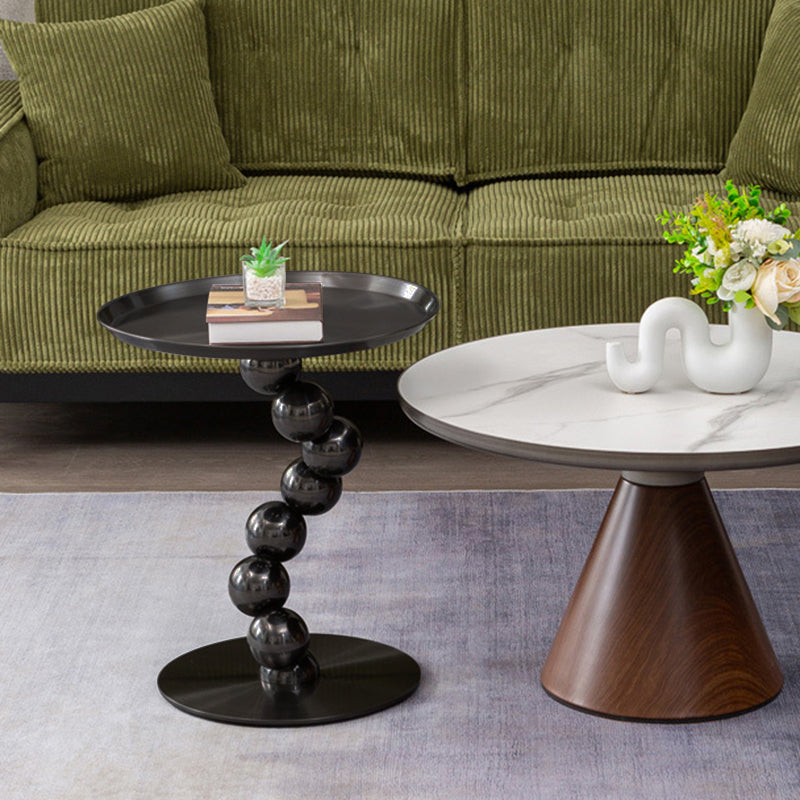 Sturdy Black Titanium Stainless Steel Sculptural Sphere Side Table – Geometric Industrial Round Coffee Table for Living Room