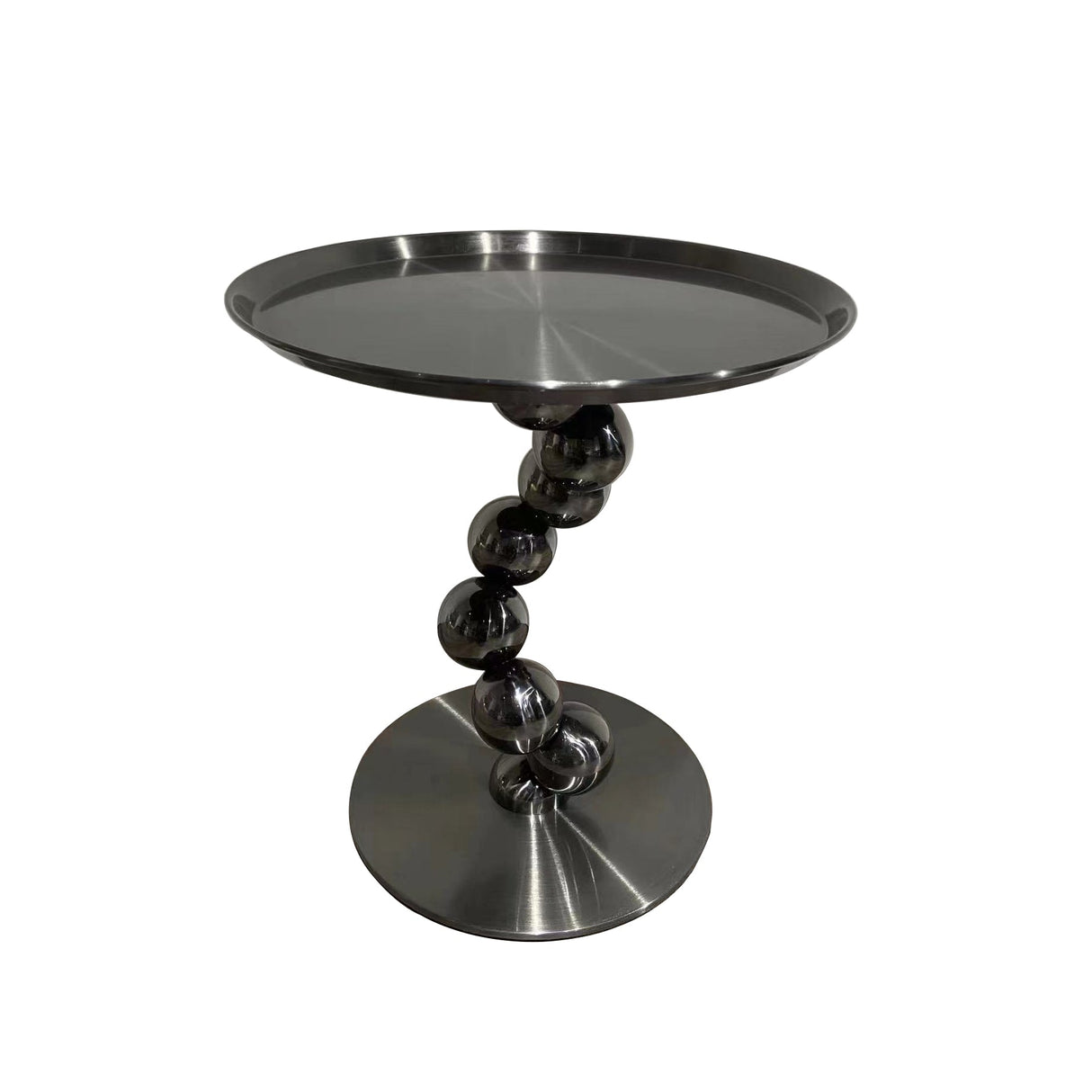 Sturdy Black Titanium Stainless Steel Sculptural Sphere Side Table – Geometric Industrial Round Coffee Table for Living Room