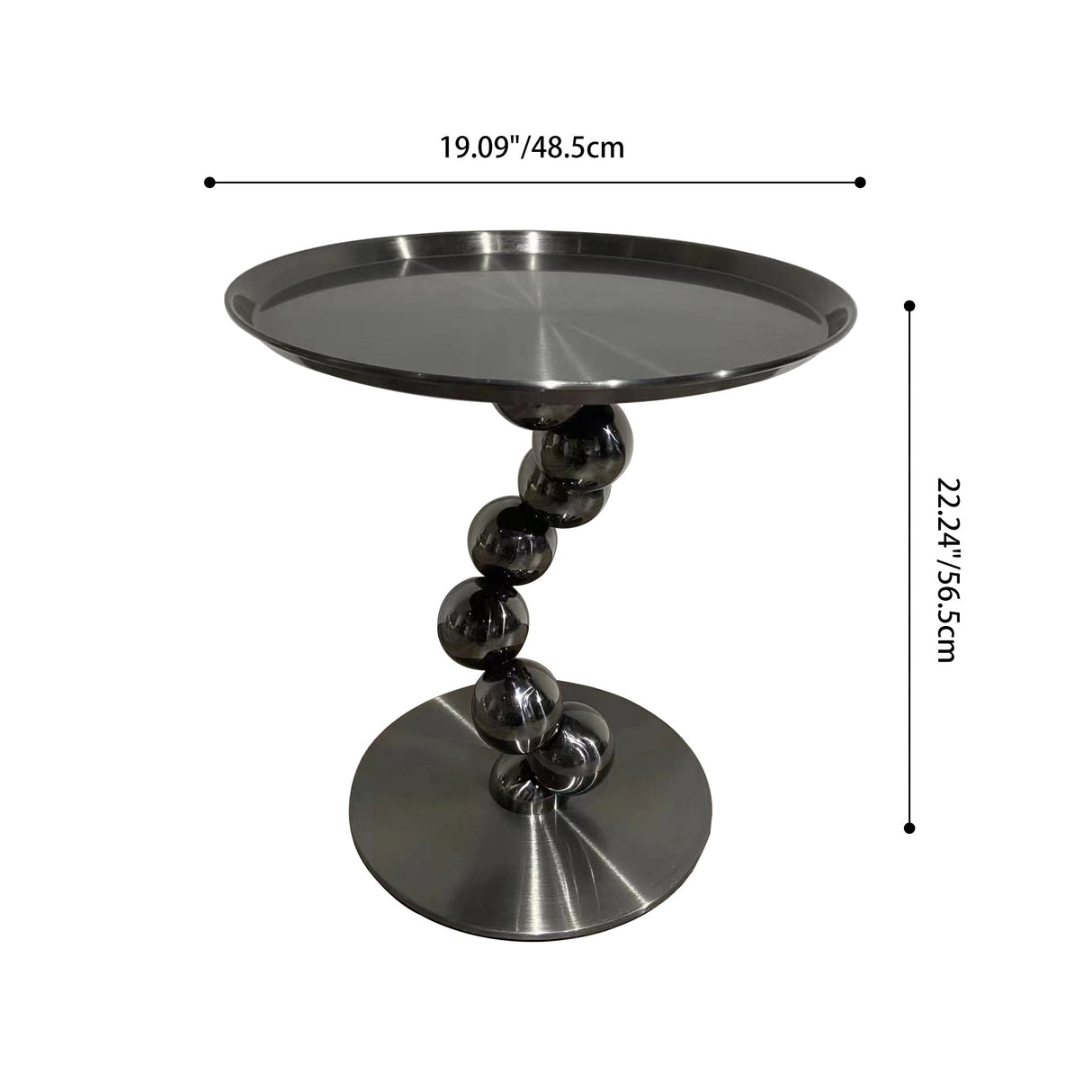 Sturdy Black Titanium Stainless Steel Sculptural Sphere Side Table – Geometric Industrial Round Coffee Table for Living Room