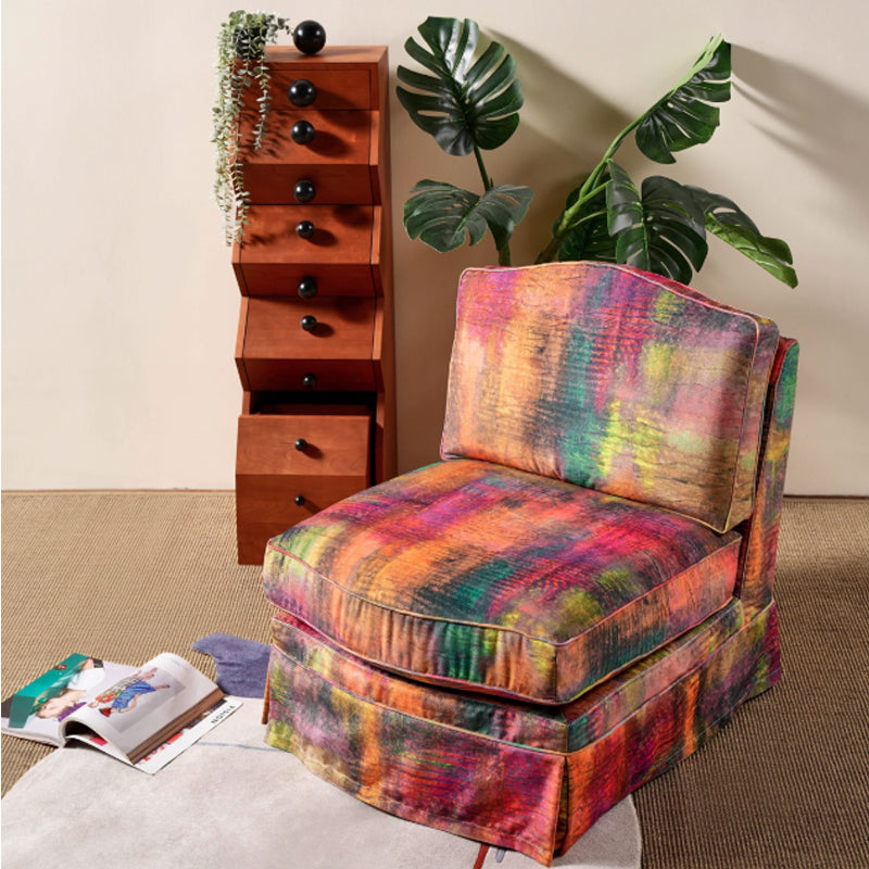 Abstract Watercolor Pattern Polyester Accent Chair with Birch Wood Frame – Creative, Modern Lounge Chair for Living Room
