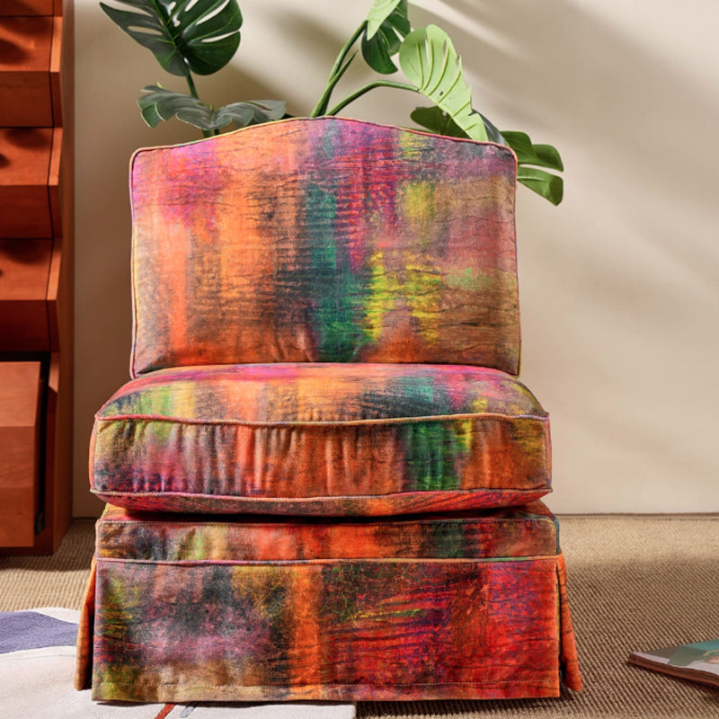 Abstract Watercolor Pattern Polyester Accent Chair with Birch Wood Frame – Creative, Modern Lounge Chair for Living Room