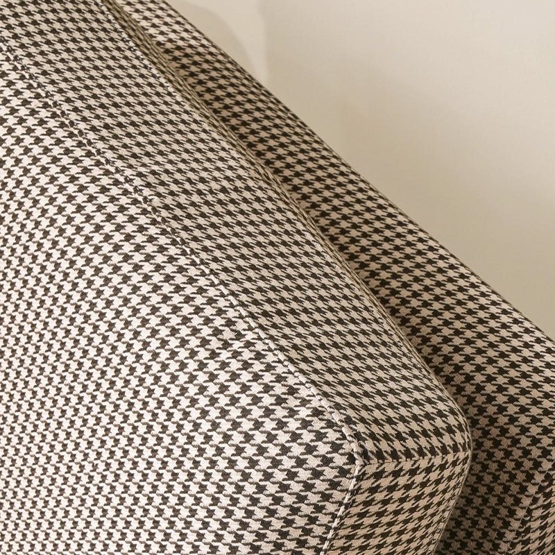 Elegant Houndstooth Birch Wood Accent Chair – Scandinavian Lounge Chair for Living Room & Bedroom
