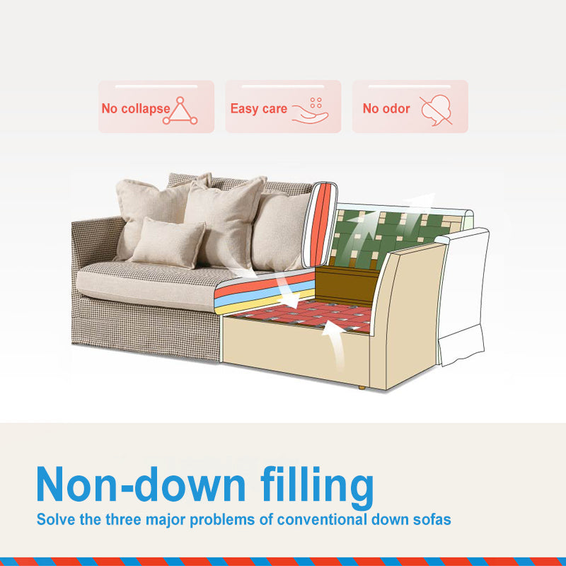 Birch Wood Sofa with Classic Houndstooth Pattern — Timeless Minimalist Elegance, 3/4 Seater for Living Room