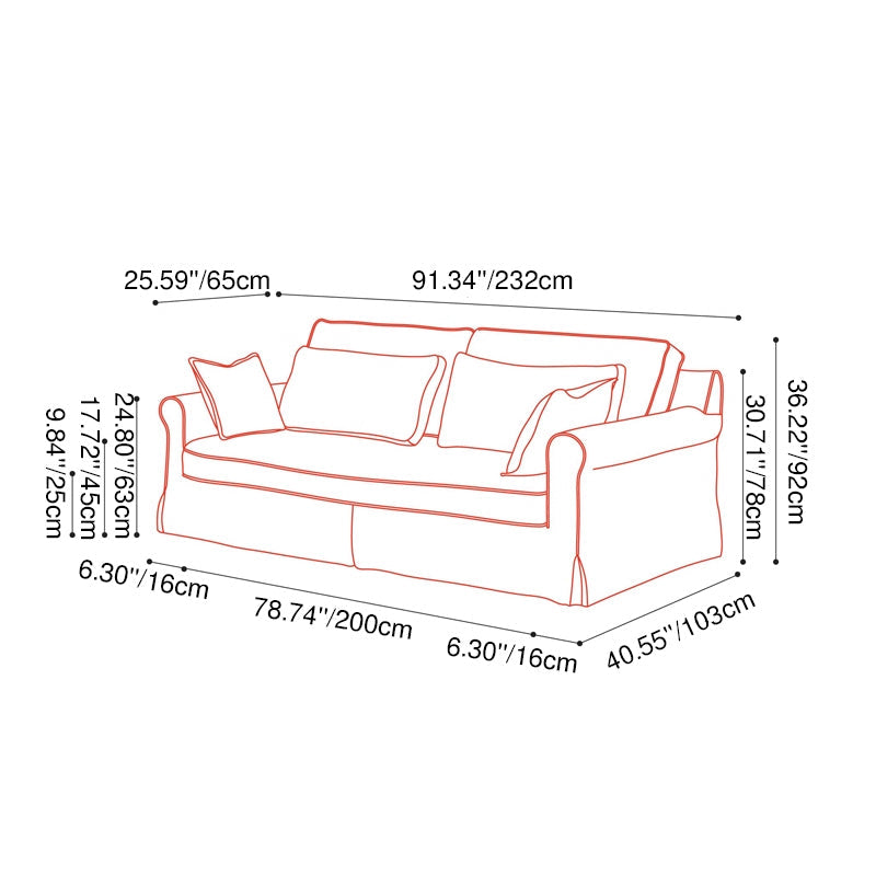 Bold Striped Polyester Upholstery Birch Wood Sofa - Vintage Soft-Touch Comfort, 3/4 Seater for Living Room