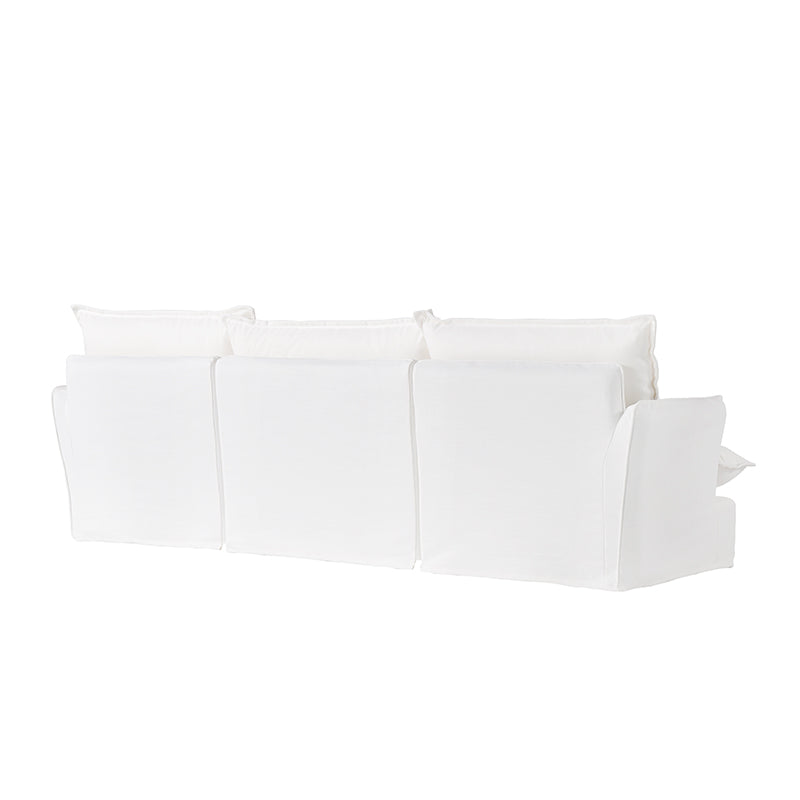 Pearl White Birch Wood Sofa — Modern Minimalist Pillow-Style Settee Bench for 2–3 Seats, Living Room Accent