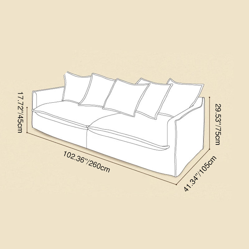 Moonlight White Linen Birch Wood Sofa — Elegant French-Style Soft-Touch Lounge Sofa, 3/4 Seater for Living Room