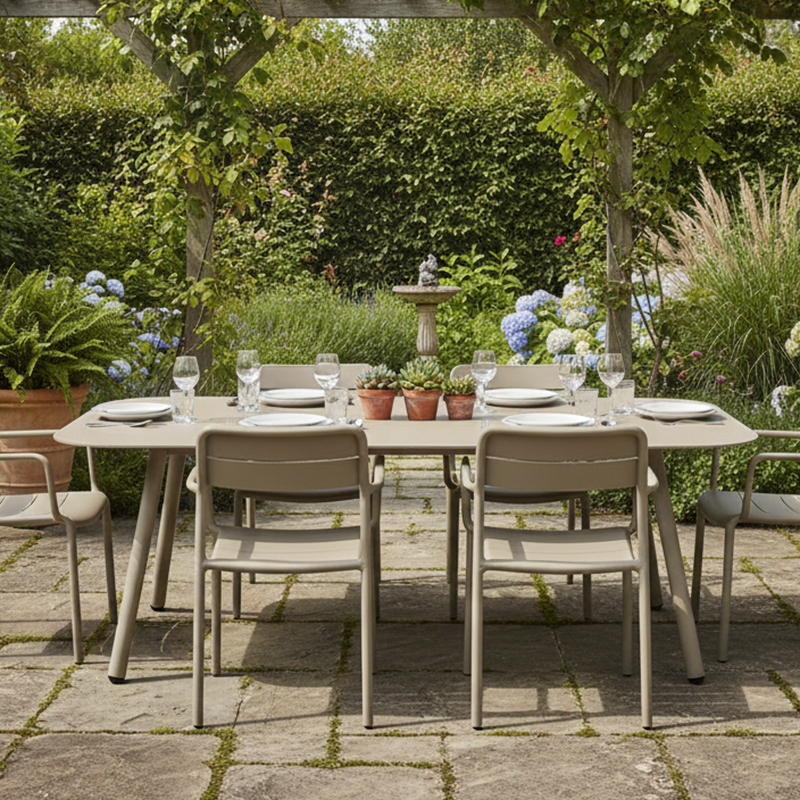 Sleek Modern Minimalist Rectangular Outdoor Table — Aluminum Coffee Table for Garden & Balcony