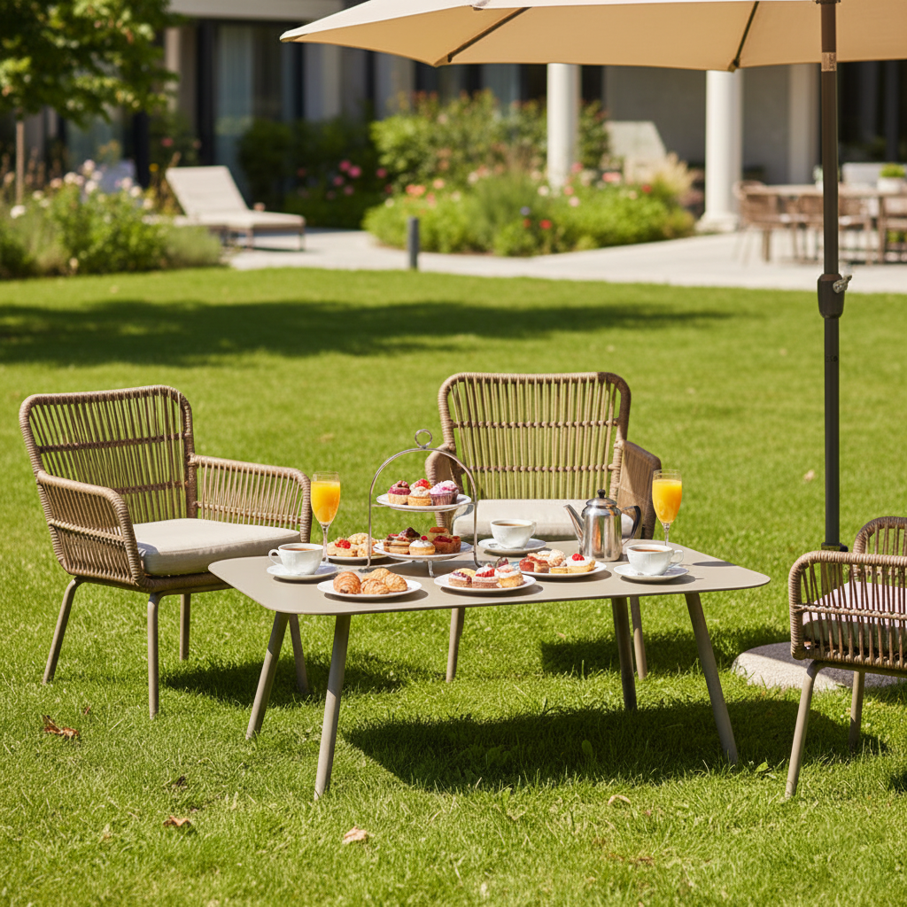 Sleek Modern Minimalist Rectangular Outdoor Table — Aluminum Coffee Table for Garden & Balcony